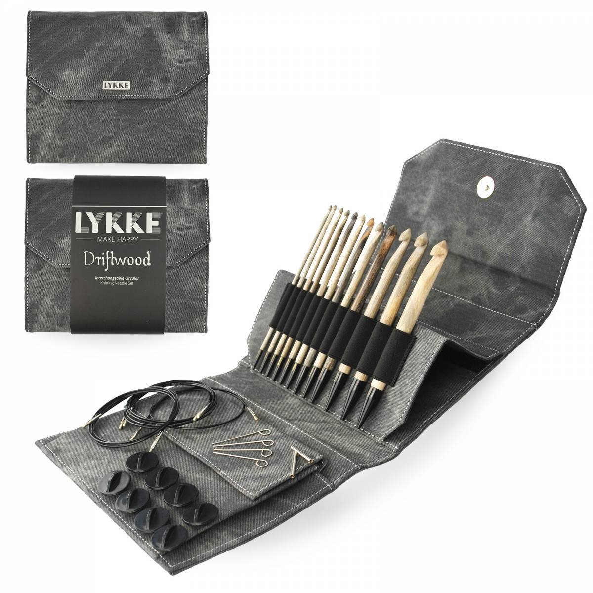 Lykke Driftwood 6-Inch (15cm) Interchangeable Crochet Hook Set Birchwood Set