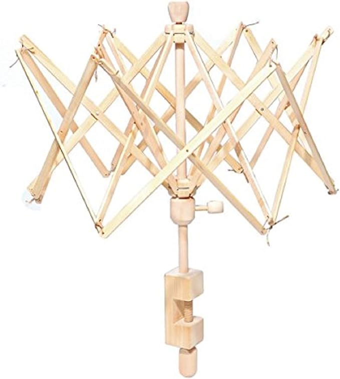 Wooden Umbrella Swift Yarn Winder - Knitting Umbrella 24" Swift Yarn Winder Holder, 1pcs Swift Yarn Winder