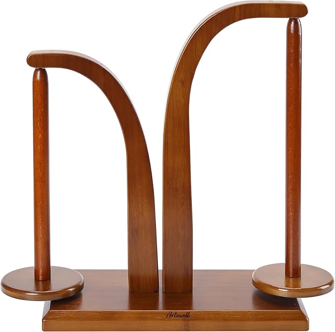 Yarn Holder for Knitting and Crocheting,Wooden Yarn Spinner with 2 Spindles by Artowell,an Ideal Gift for Knitting Enthusiasts Knitting,Wool Storage for Knitting Lovers in Walnut Color